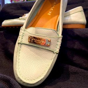 EUC mint green Coach loafers 6